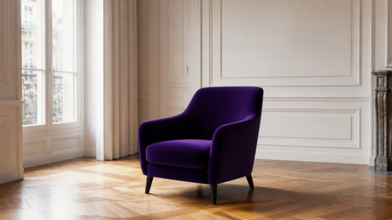 Fauteuil de luxe isolé au centre d'une pièce haussmannienne vide