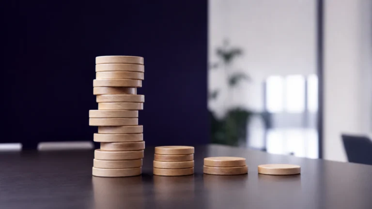 Pile de jetons dont plusieurs strates ont été retirées et regroupées en tas distincts
