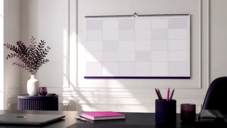 Grille de calendrier annuel vierge dont certaines cases sont plus claires