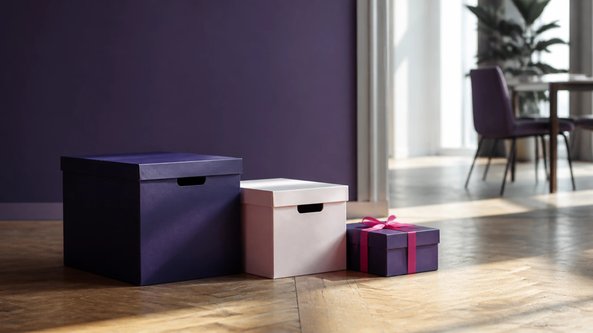 Trois cartons d’archives de tailles différentes dont seul le plus petit est fermé