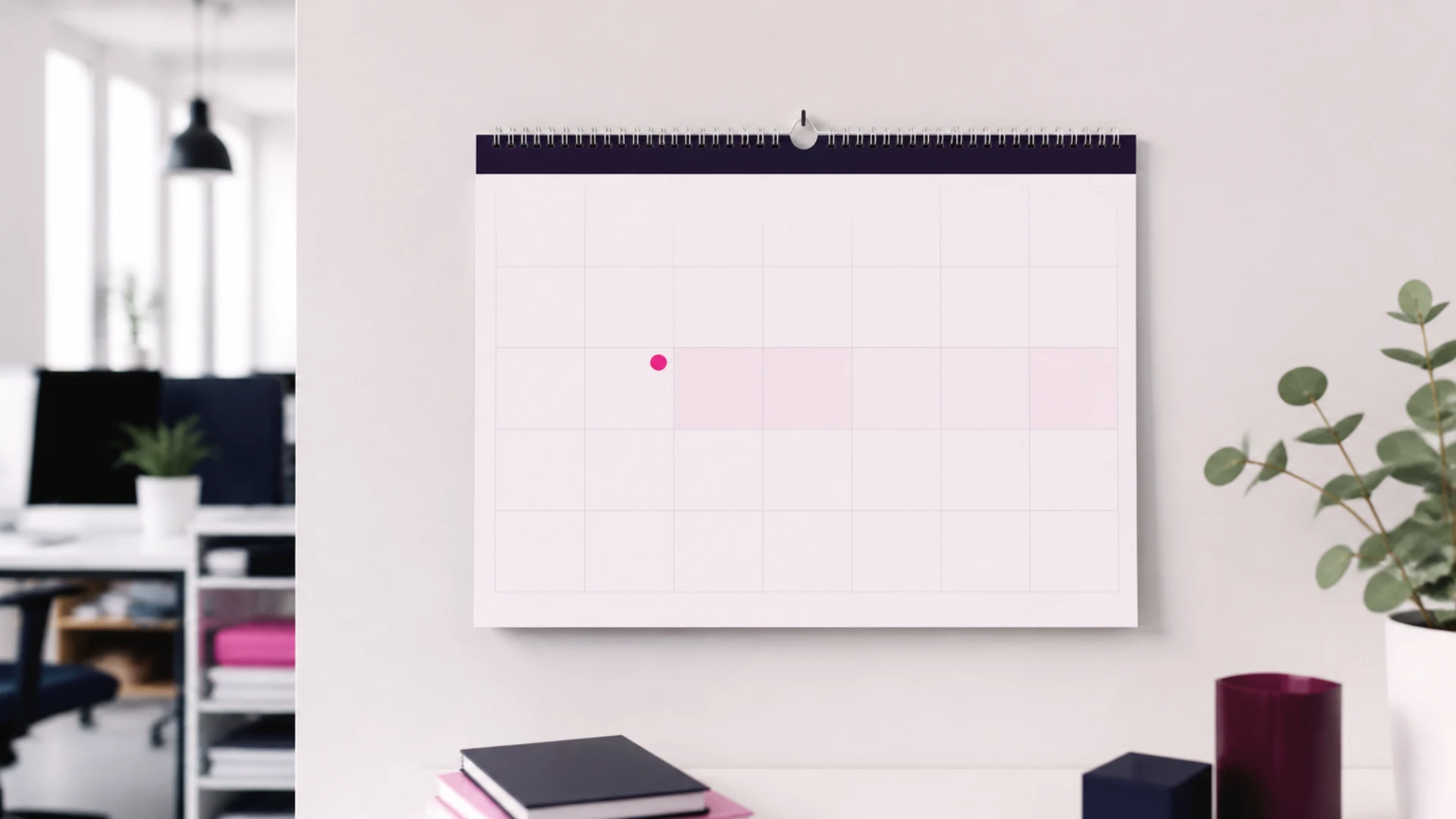 Calendrier vierge dont une case est marquée et les suivantes plus claires